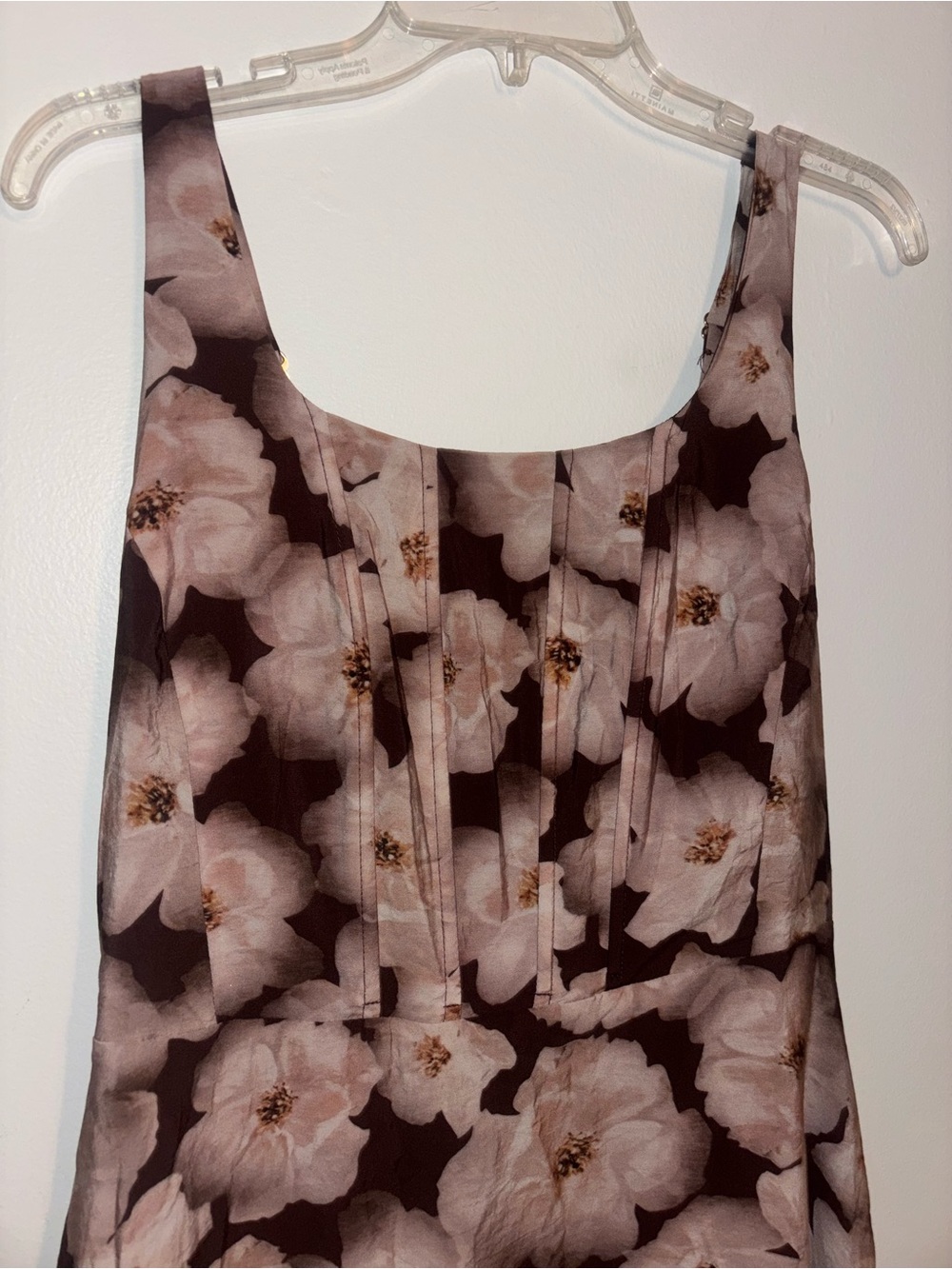 MELLODAY Black Midi Dress with Taupe Floral Print - Picture 2 of 4